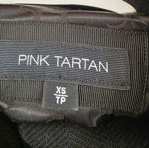 Pink Tartan Cropped Wool Jacket Black Embellished Blazer XS - Picture 9 of 13